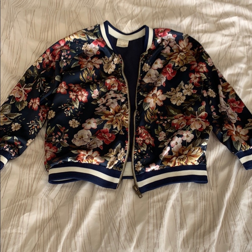 Zara Floral print bomber jacket